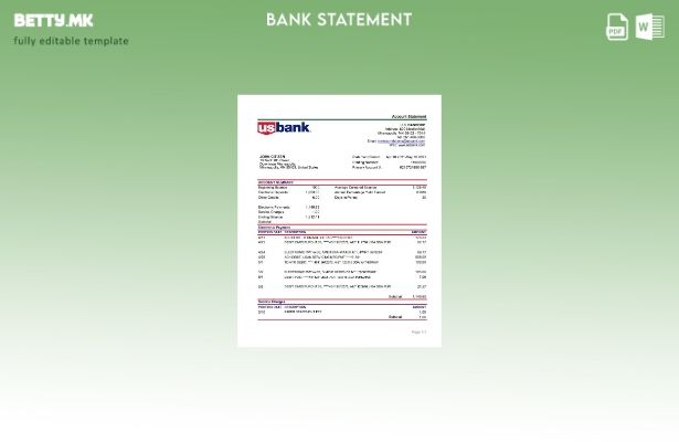 Модерен стил USA Bancorp извод од банкарски ексел шаблон